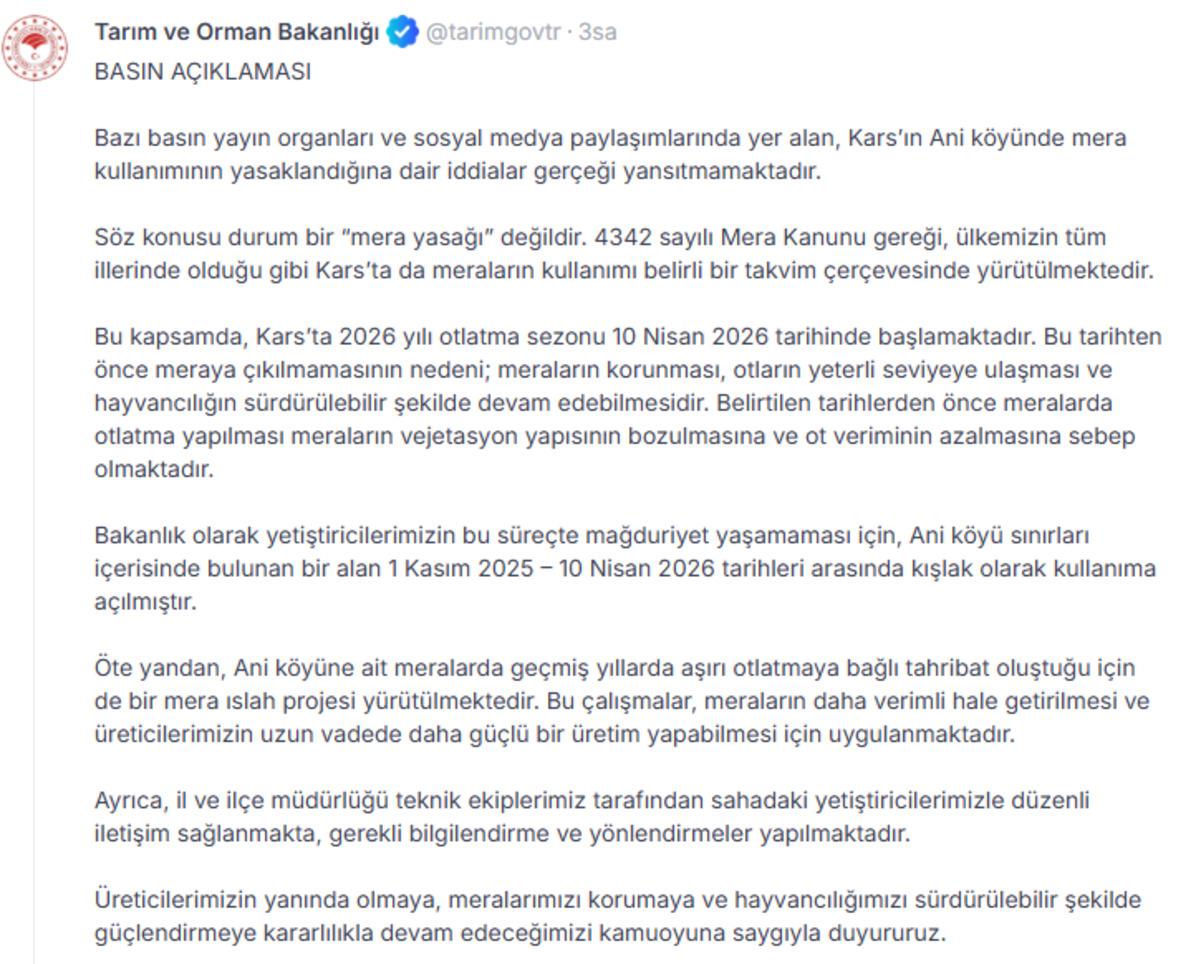 Bakanlık tan mera kullanımı yasağı iddiasına cevap: "Yasak yok, takvim var" 1