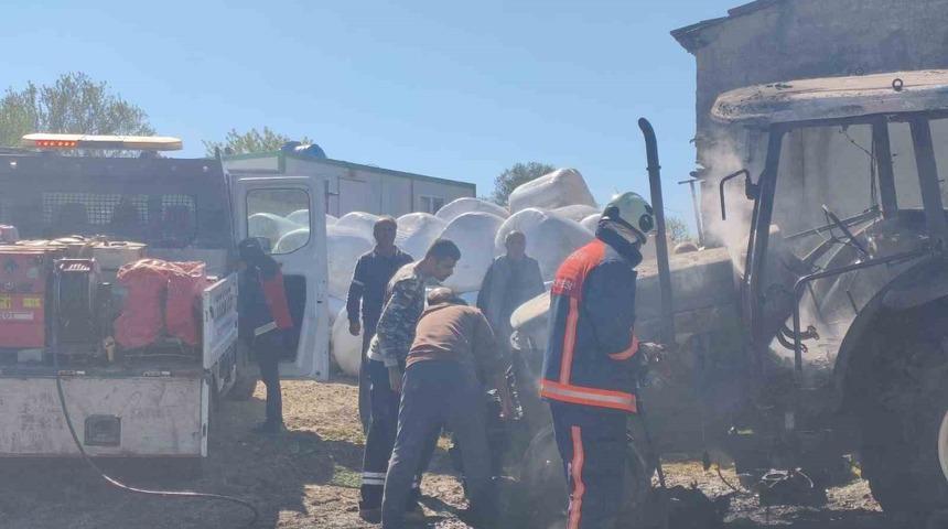 Keşan&rsquo;da trakt&ouml;rde yangın