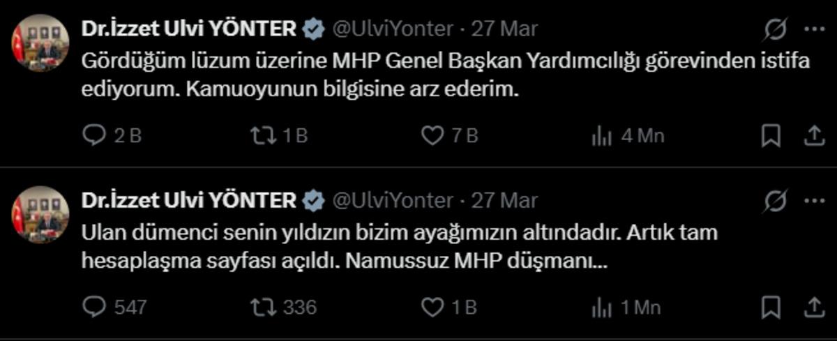 MHP yi sallayan İzzet Ulvi Yönter istifasında yeni iddia: "Bahçeli önünde durmaz" 2
