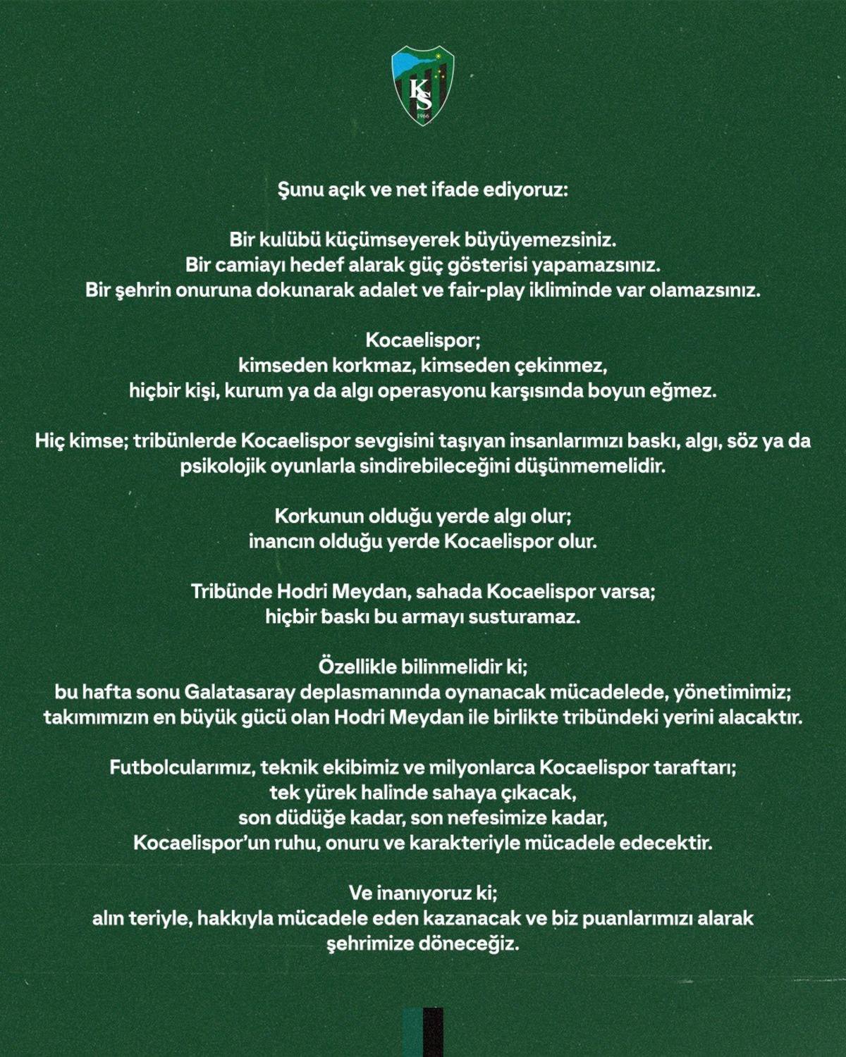 K&ouml;rfez&rsquo;den Galatasaray a sert &ccedil;ıkış: "Kimseden Korkumuz Yok!" 2