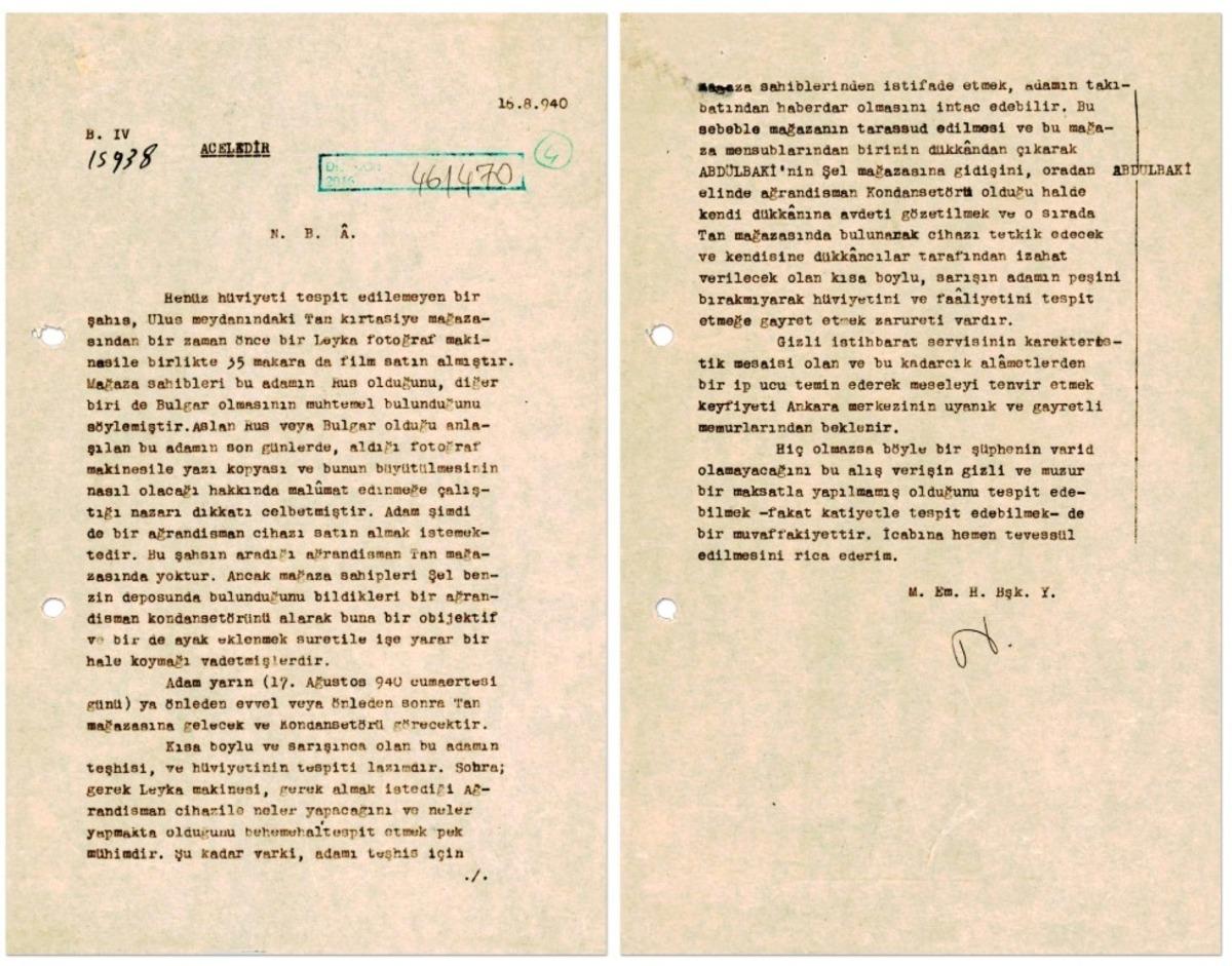 MİT ten 1940 tarihli belge: Acele yazılı şüpheli takibi paylaştı 1