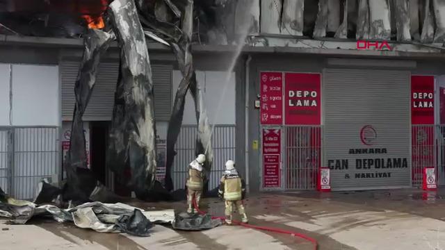 Ankara'da mobilya deposundaki yangın söndürüldü! 2 depo kullanılamaz hale geldi
