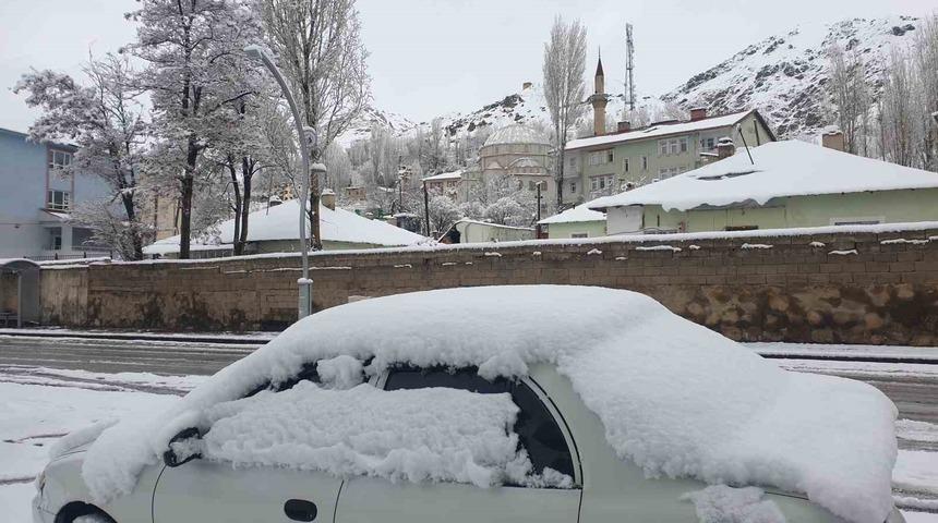 Başkale&rsquo;de nisan ayında kar yağışı