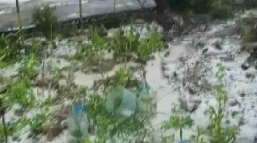 Dolu yağışı beyaza b&uuml;r&uuml;d&uuml;