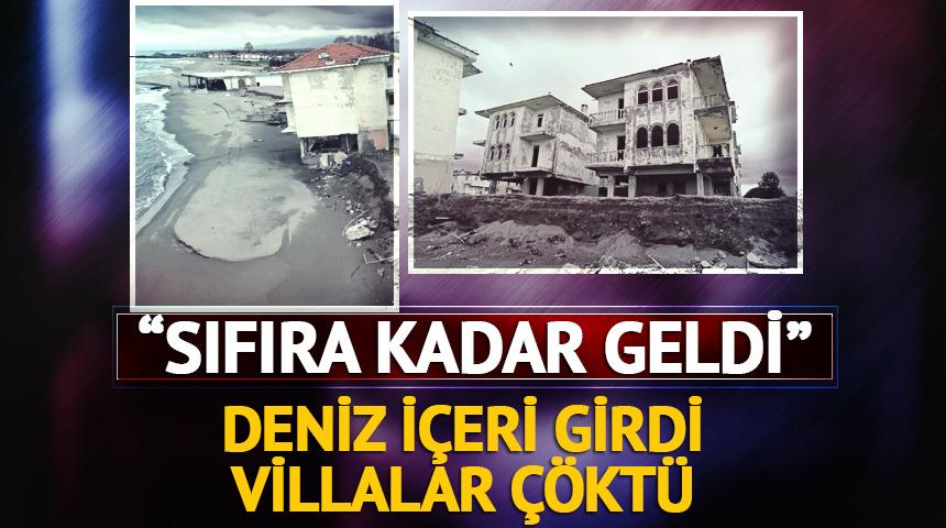Karasu'da deniz 100 metre i&ccedil;eri girdi, villalar &ccedil;&ouml;kt&uuml;