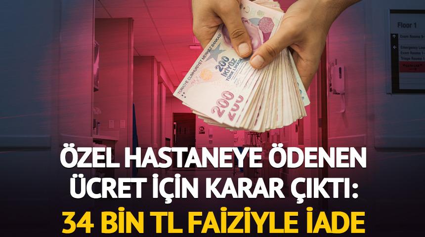 Hastaneye &ouml;denen &uuml;cret i&ccedil;in karar &ccedil;ıktı: 34 bin TL faiziyle iade