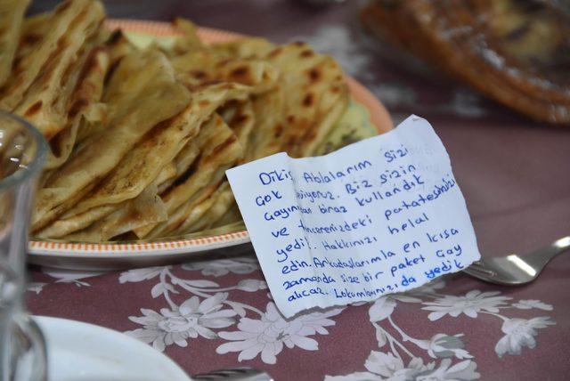 Kadın kursiyerlerin lokumlarını yiyen öğrenciler, not bıraktı