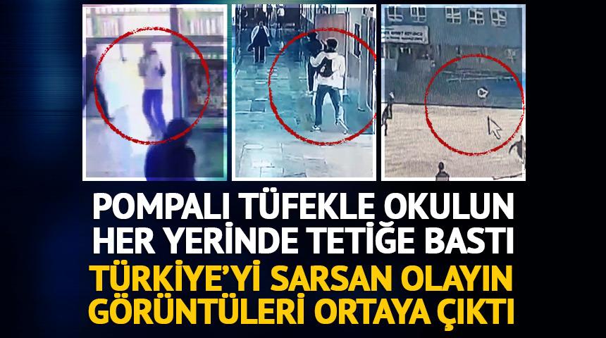 Pompalı t&uuml;fekle okulun her yerinde tetiğe bastı