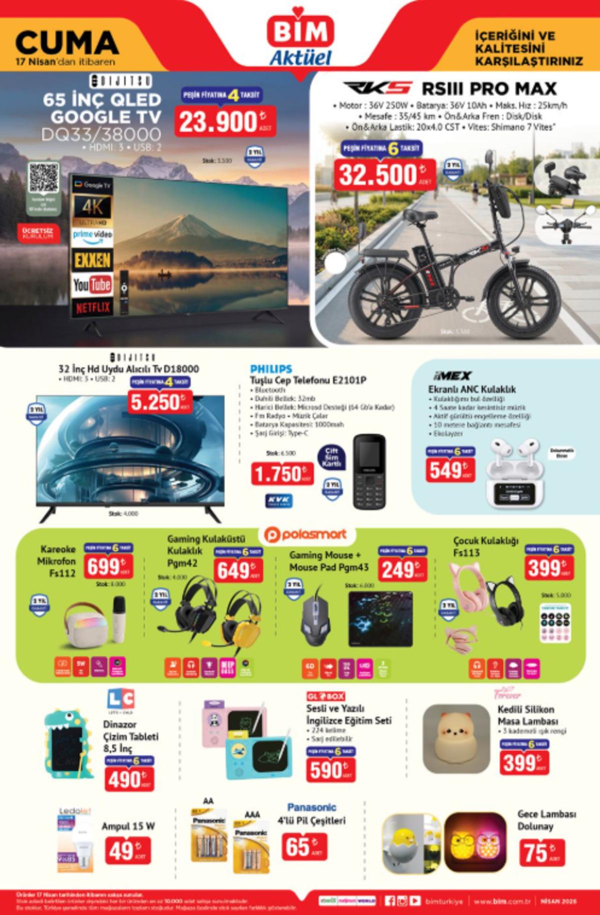 BİM e elektrikli katlanır bisiklet geliyor! 17 Nisan 2026 BİM kataloğu 1