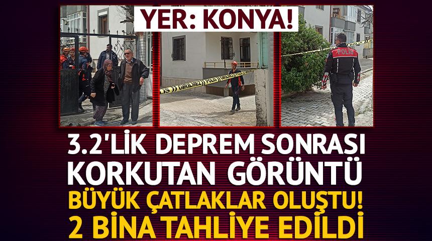 Konya'da korkutan g&ouml;r&uuml;nt&uuml;! B&uuml;y&uuml;k &ccedil;atlaklar oluştu