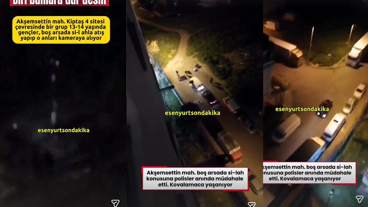 Yer: Esenyurt... Korkunç anlar: 13-14 yaşlarındaki çocukların silahla atış talimi kamerada!