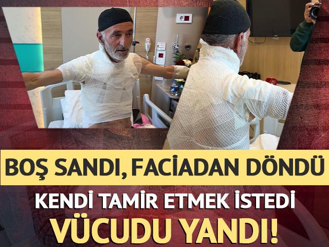 Kendi tamir etmek istedi: &Uuml;zerine kaynar su d&ouml;k&uuml;ld&uuml;, v&uuml;cudu yandı!