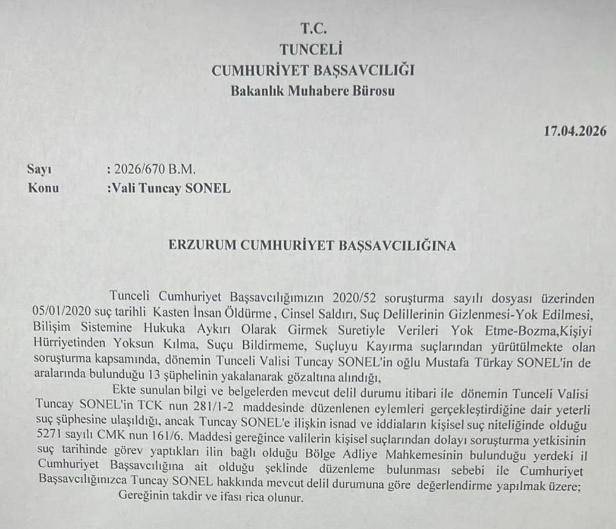 Eski Tunceli Valisi Tuncay Sonel hakkında soruşturma başlatıldı 2