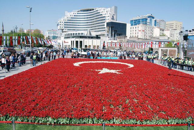 Lalelerle Türk bayrağı rekoru