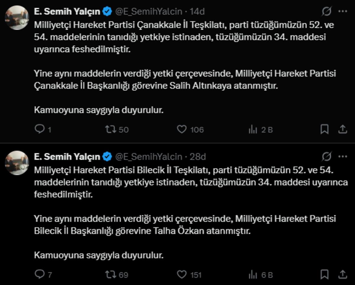 MHP deki hareketlilik s&uuml;r&uuml;yor: &Ccedil;anakkale ve Bilecik teşkilatları da feshedildi 1