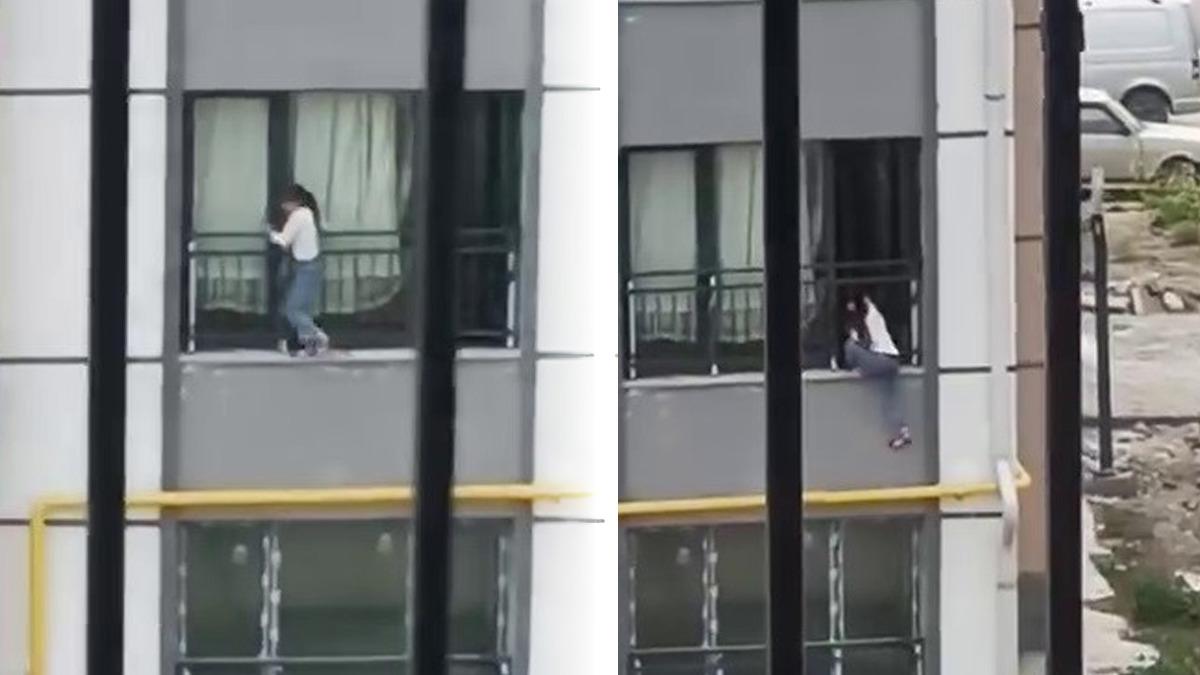 Evin penceresinden çıkıp aşağı sarktı! Küçük çocuk yürekleri ağza getirdi - Güncel Haberler