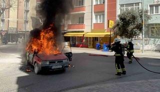 Tekirdağ&rsquo;da korku dolu anlar: LPG&rsquo;li otomobil alev topuna d&ouml;nd&uuml;