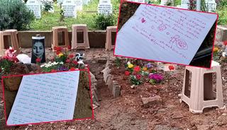 &Ccedil;ocukların mezarlarına bırakılan notlar y&uuml;rek burktu: 'Depremde kaybettiğim kızıma selam s&ouml;yleyin