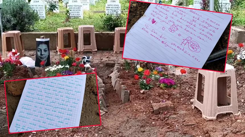 &Ccedil;ocukların mezarlarına bırakılan notlar y&uuml;rek burktu: 'Depremde kaybettiğim kızıma selam s&ouml;yleyin'