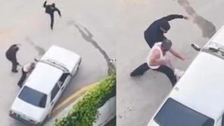 Taşlarla araçlara saldırdılar: Kavga anları kamerada