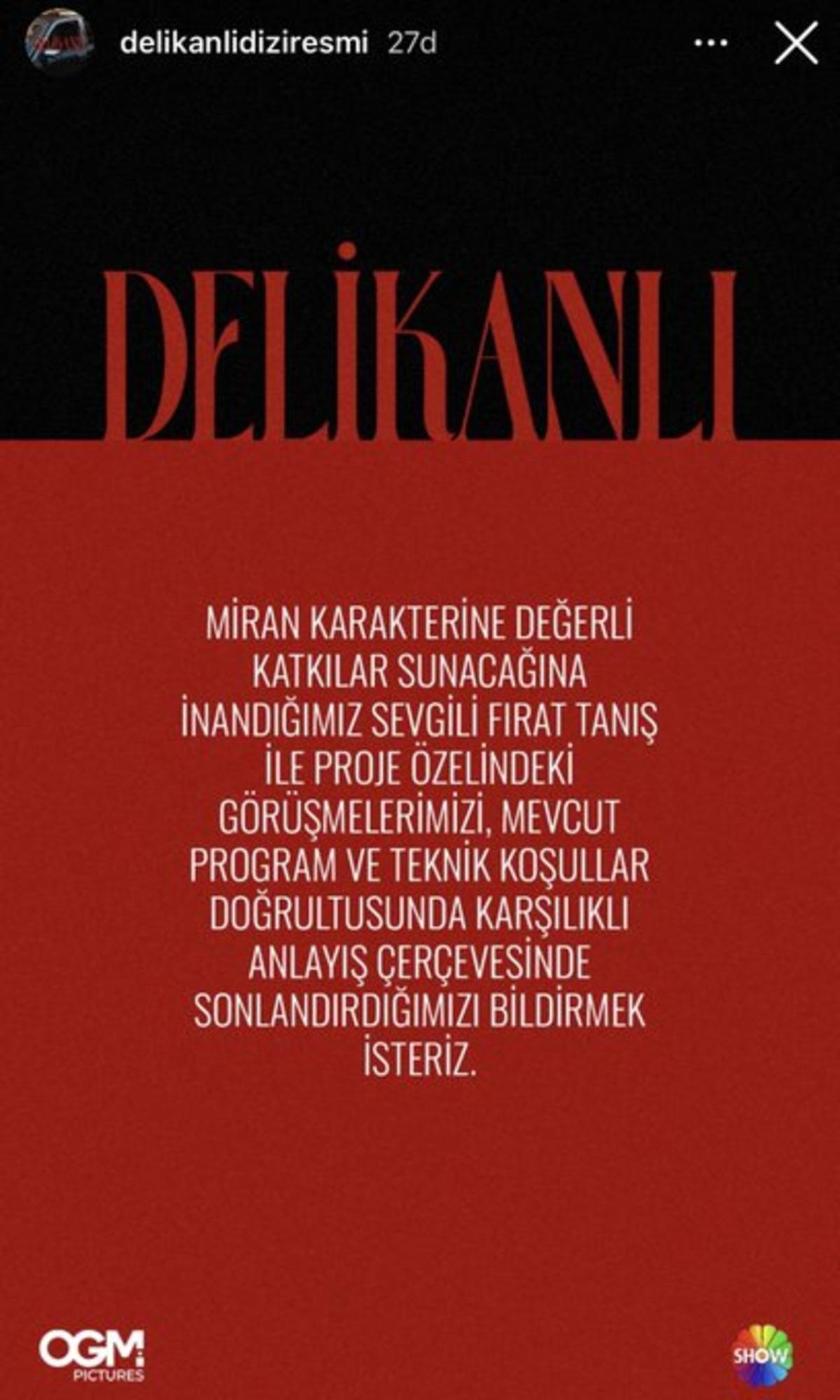 Tepki yağınca Fırat Tanış Delikanlı dan &ccedil;ıkarıldı! Sahneleri silindi 2