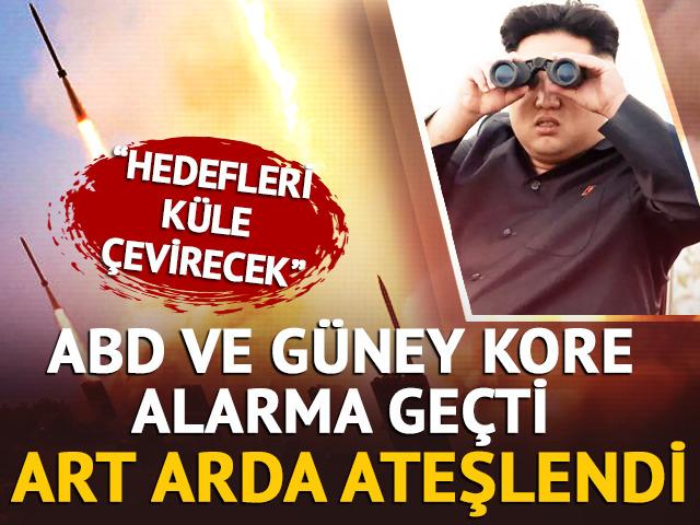 Kuzey Kore art arda ateşledi! G&uuml;ney Kore ve ABD alarma ge&ccedil;ti