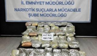 Hakkari&rsquo;de 64,5 kilogram skunk ele ge&ccedil;irildi