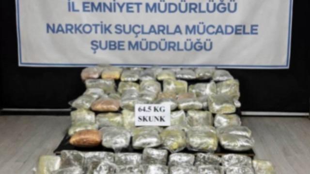 Hakkari’de 64,5 kilogram skunk ele geçirildi