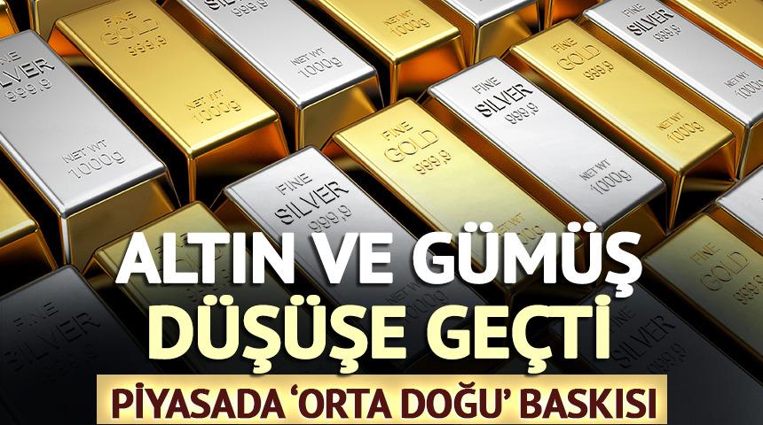 Altın d&uuml;şt&uuml;, g&uuml;m&uuml;ş de geriledi: Piyasada 'Orta Doğu' baskısı