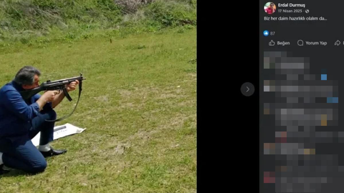 İl&ccedil;e Milli Eğitim M&uuml;d&uuml;r&uuml; nden otomatik silahlı skandal paylaşım 1