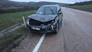 Ankara’da aracın çarptığı geyik telef oldu