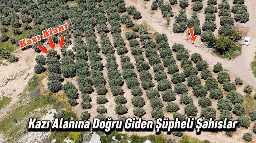 Ka&ccedil;ak kazı yapan 6 kişi dronla su&ccedil;&uuml;st&uuml; yakalandı