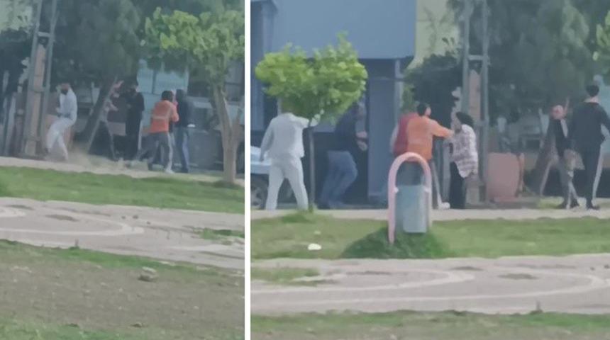 Adana'da t&uuml;fekli sopalı kavga kamerada