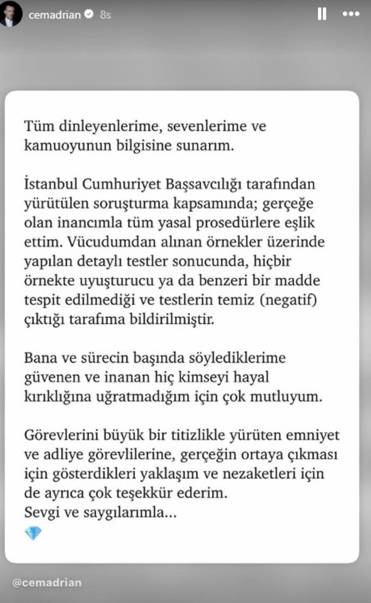 Cem Adrian ın uyuşturucu test sonucu &ccedil;ıktı!  2