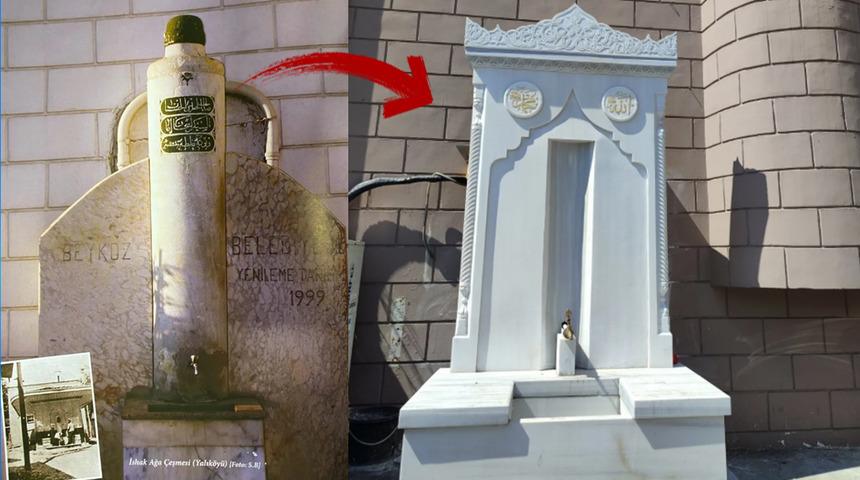 285 yıllık &ccedil;eşme &ldquo;restorasyon&rdquo;la yok edildi! Yerine mermer konuldu