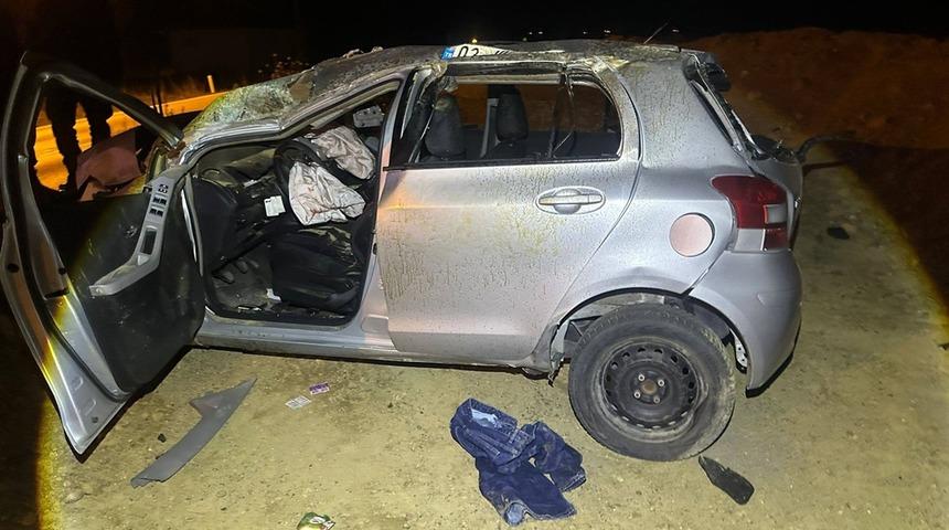 Edirne'de takla atan otomobildeki 2 kişi yaralandı