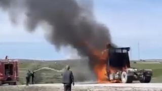 Çankırı'da alevlere teslim olan tır küle döndü