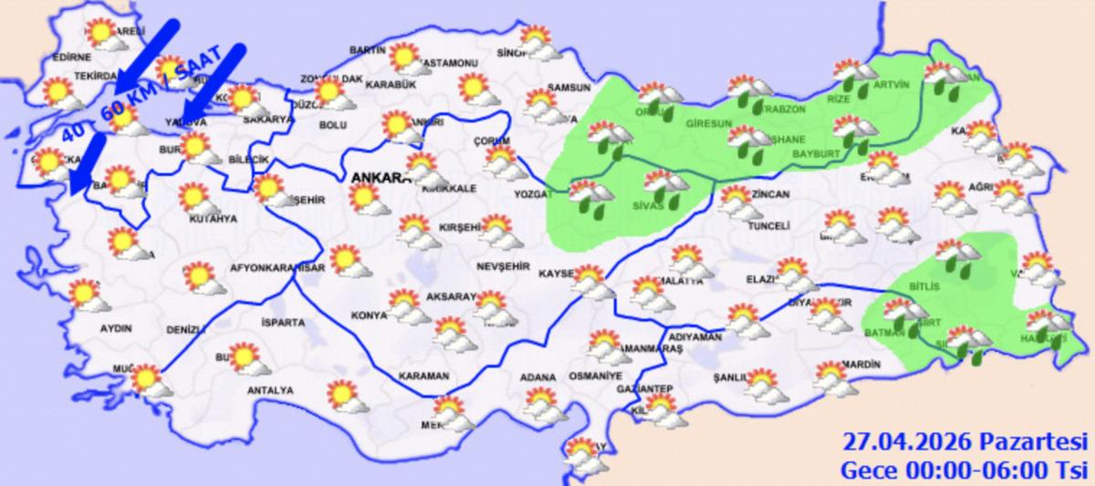 Sıcaklık y&uuml;kseliyor! Hava ikiye b&ouml;l&uuml;nd&uuml;: Kuzeyde bahar, doğuda yağış var 7
