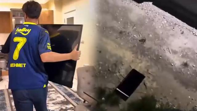 Fenerbahçe 3-0 yenilince televizyonu pencereden dışarı attı!