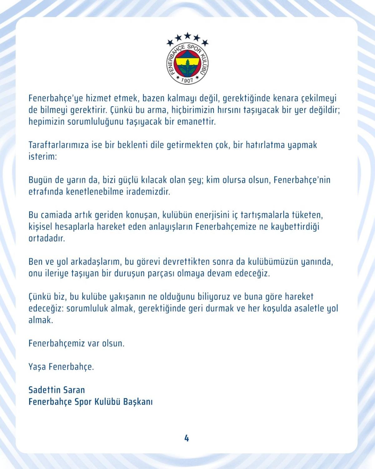 SON DAKİKA: Fenerbah&ccedil;e resmen a&ccedil;ıkladı! Se&ccedil;im tarihi belli oldu: Sadettin Saran aday olacak mı? 9
