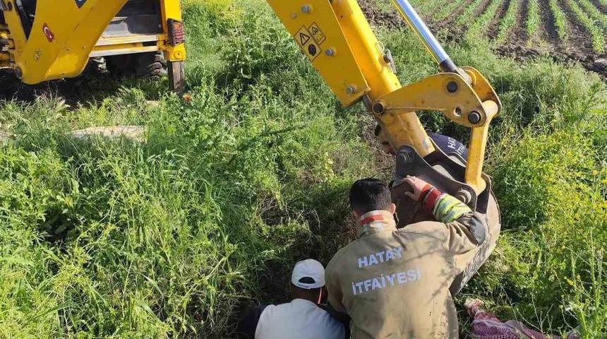 Antakya&rsquo;da kuyuya d&uuml;şen b&uuml;y&uuml;kbaş hayvan kurtarıldı