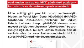 DMM'den 'maden ruhsatı' a&ccedil;ıklaması