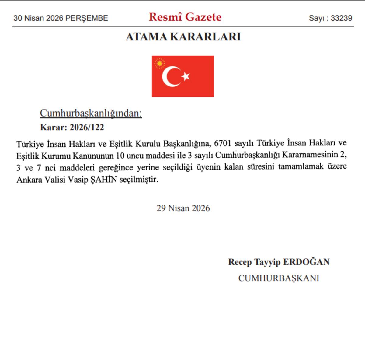 Atama Kararları Resmi Gazete de: Nevşehir Valisi Ali Fidan Emniyet Genel M&uuml;d&uuml;r&uuml; olarak atandı 2