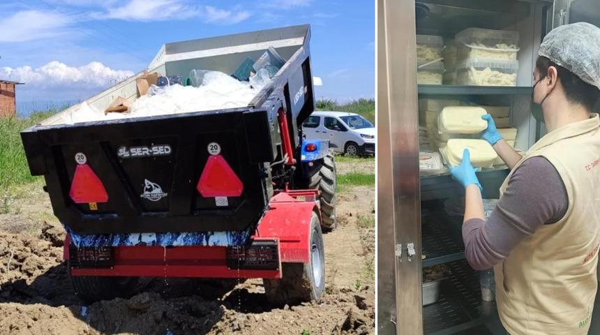 Aydın'da mevzuata aykırı depolanan 11 ton s&uuml;t &uuml;r&uuml;n&uuml; imha edildi