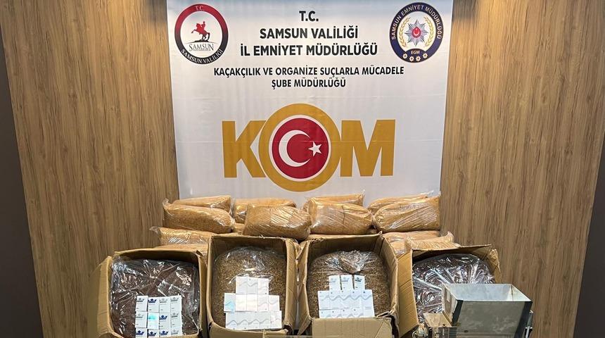 Samsun'da kiraladığı evi ka&ccedil;ak sigara imalathanesine &ccedil;evirdi! O ş&uuml;pheli yakalandı