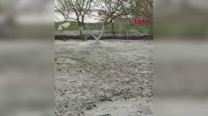 Amasya&rsquo;da dolu yağışı! Bah&ccedil;eler ve araziler beyaza b&uuml;r&uuml;nd&uuml;