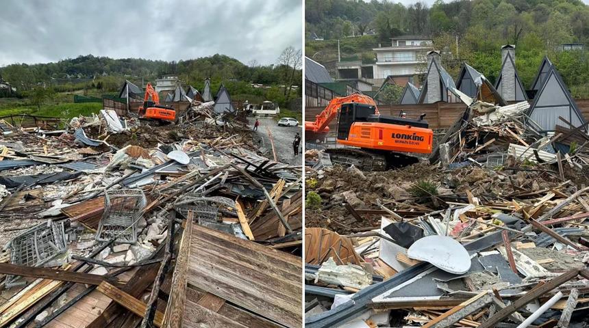 Cinayetin işlendiği tesisteki bungalovlar &ouml;len kişinin ailesi tarafından yıktırıldı