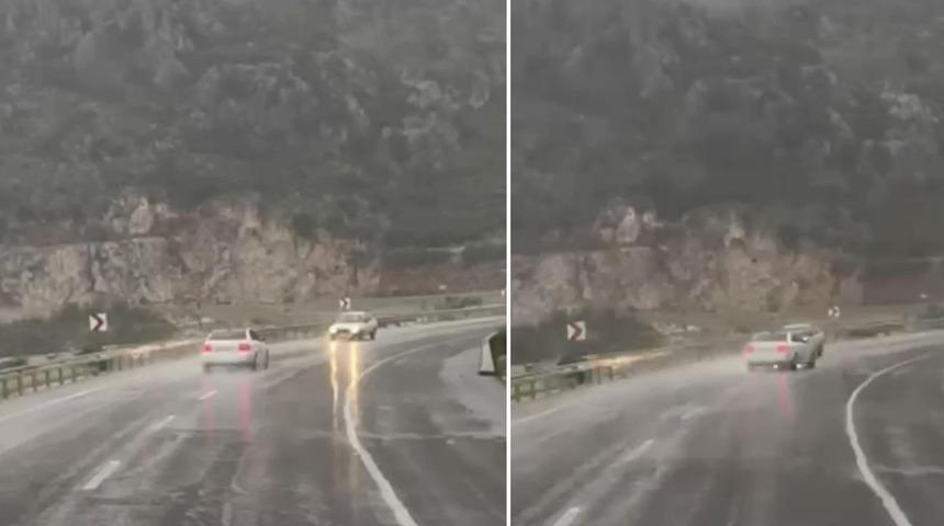 Kilometrelerce ters y&ouml;nde ilerledi, kaza kıl payı atlatıldı