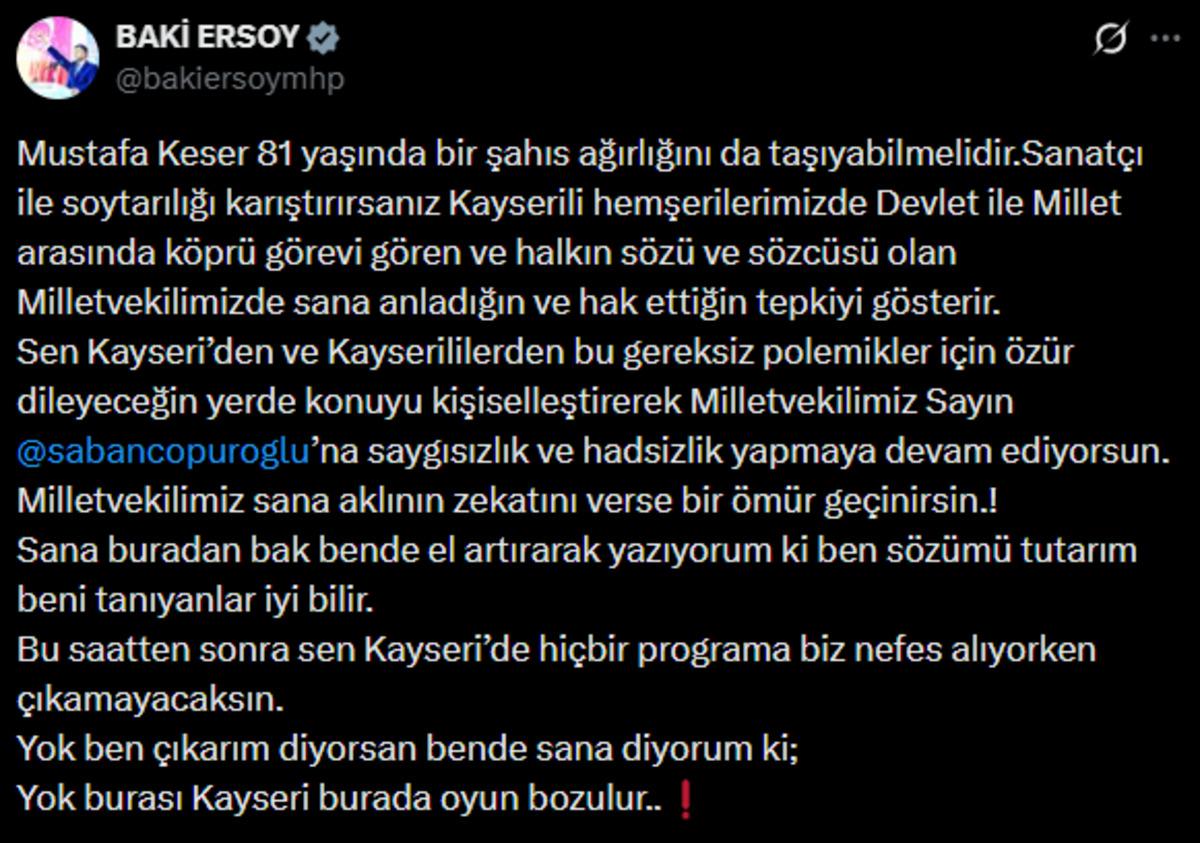 Mustafa Keser in "Kayserililer" s&ouml;zleri ortalığı karıştırdı 6
