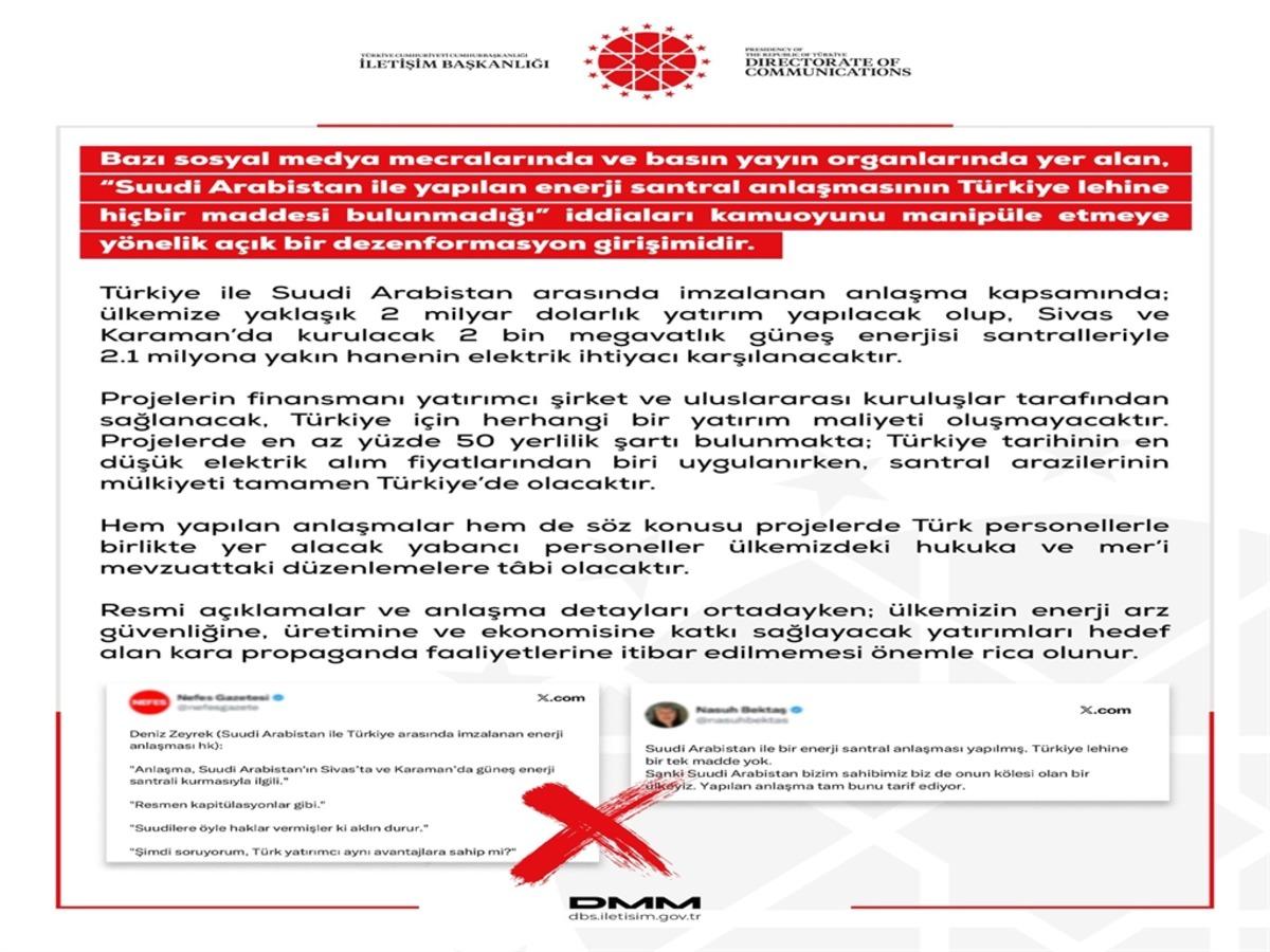DMM den Suudi Arabistan ile yapılan enerji santral anlaşmasıyla ilgili iddialara yanıt 2